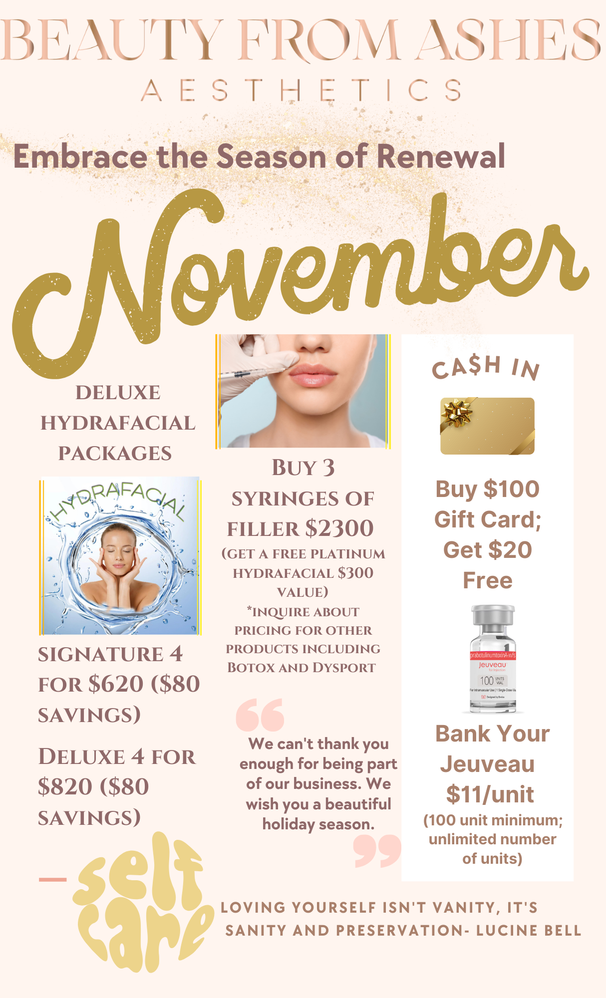 november skin care specials